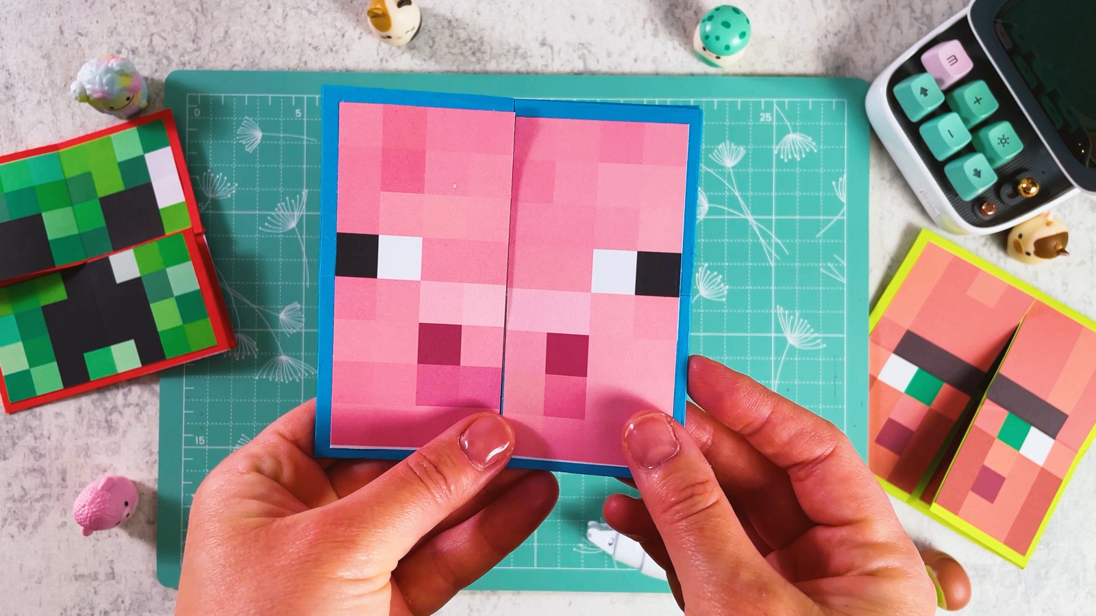 The whole Pig face glued on the blue square