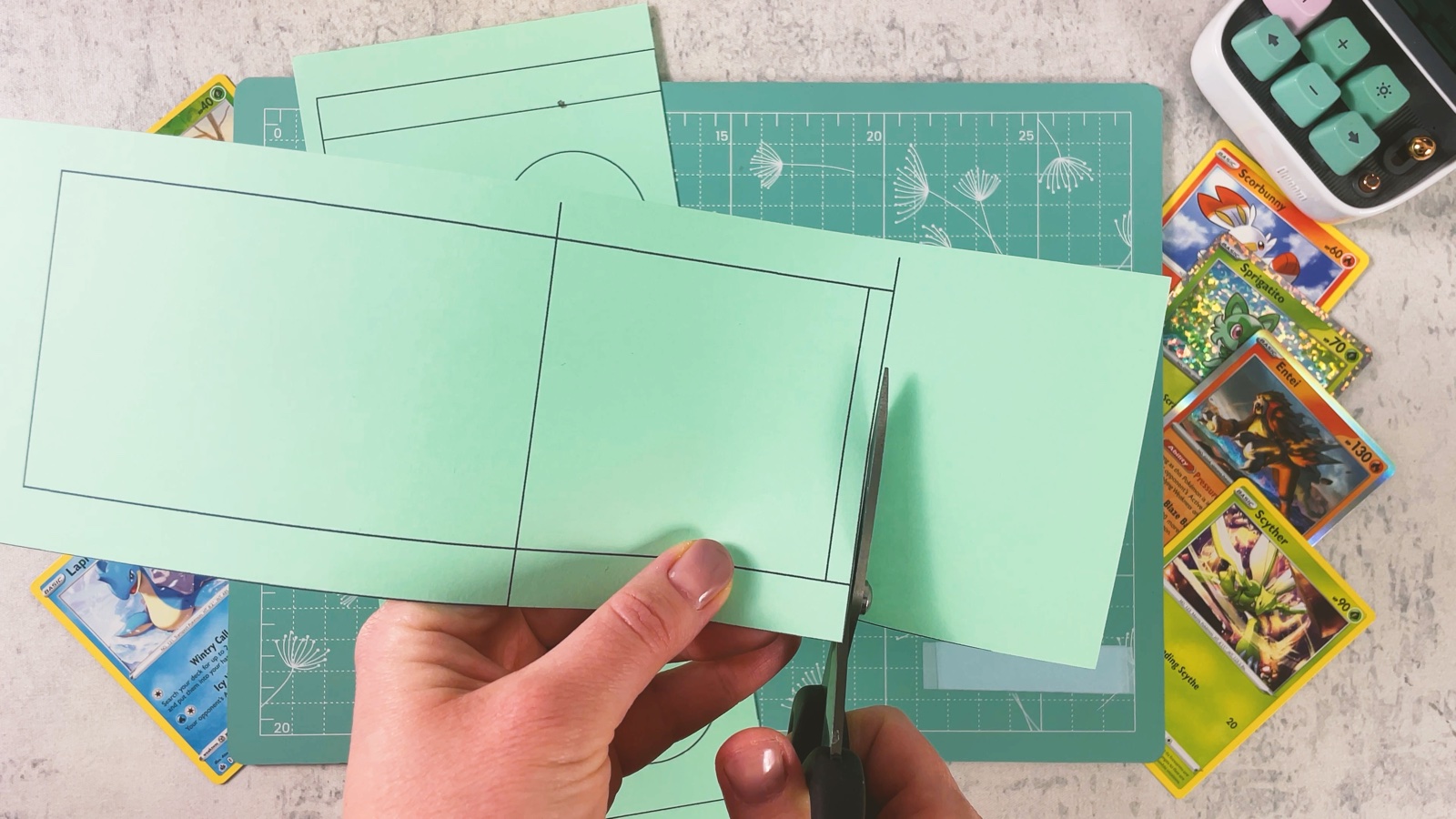 Cutting the long mint piece out of page 2