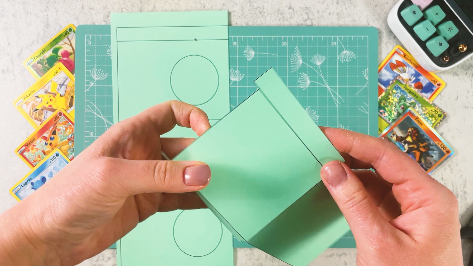 Folding the mint side piece along a line