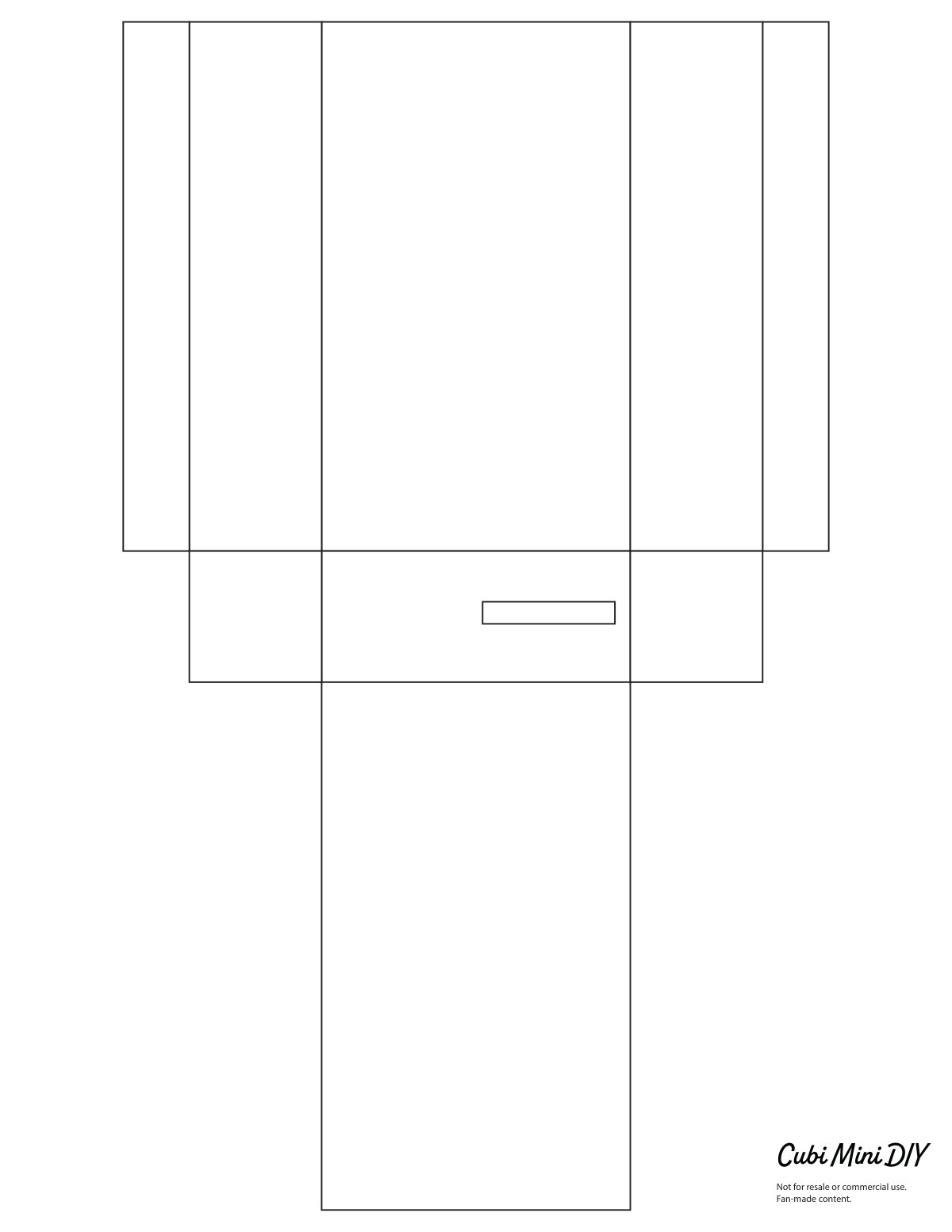 Page 1 of the template: the outline of the base box with a small coin slot