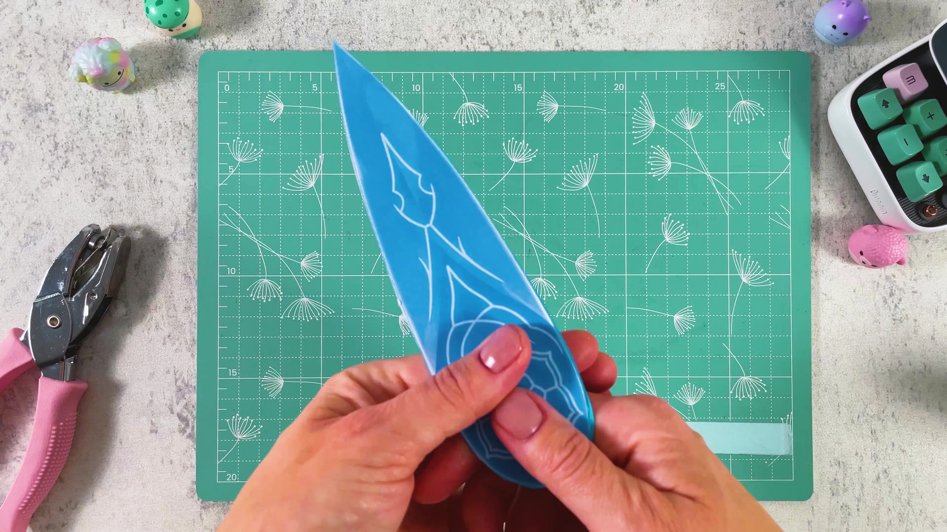 Lining up the second print on the back of the blade